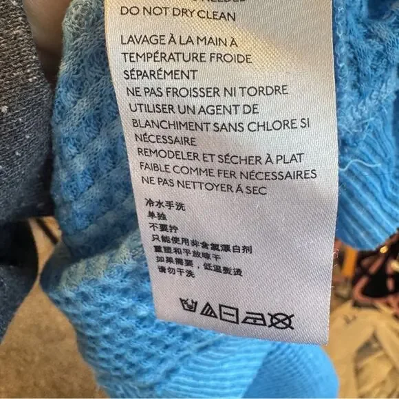 Free People Blue Westend Thermal Top Blouse Womens S Oversized Boho Fall Sweater - Picture 5 of 11